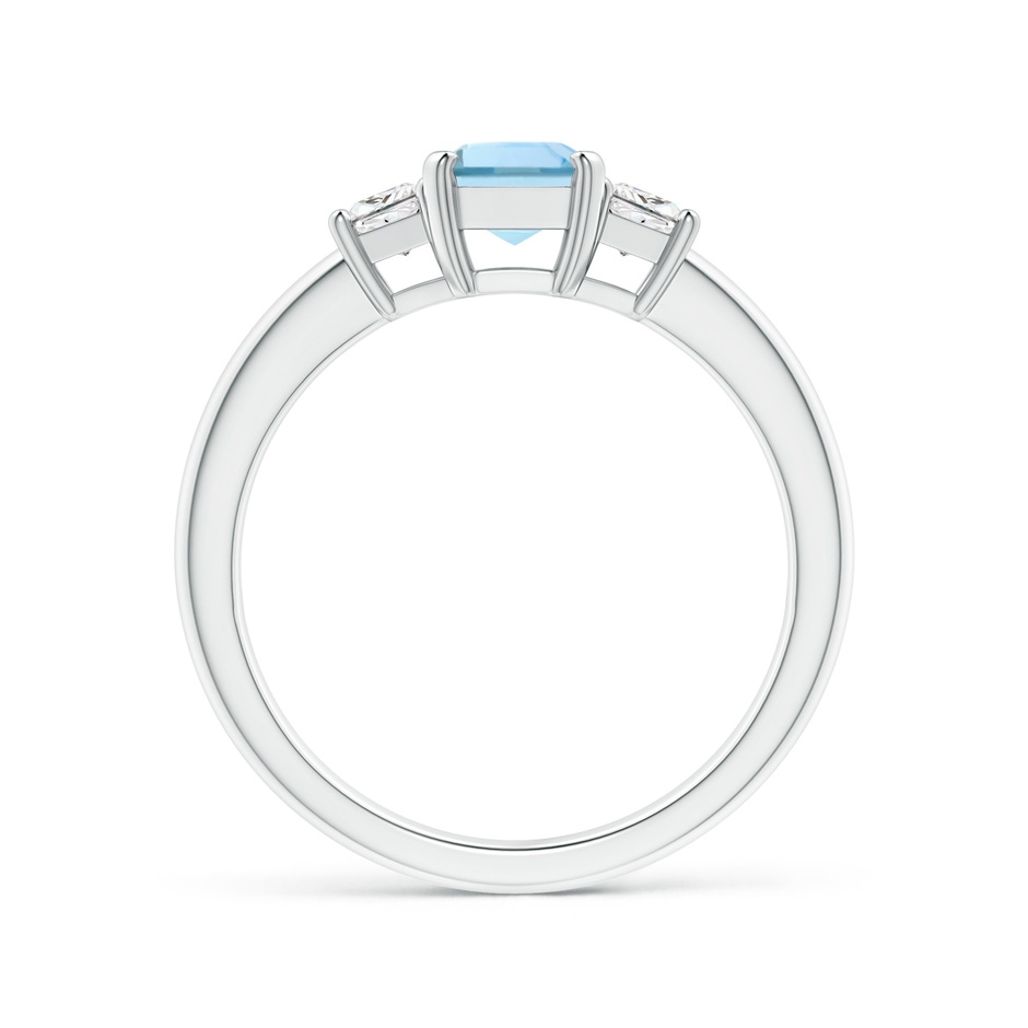 7x5mm AAA Aquamarine and Diamond Three Stone Ring in White Gold side 1