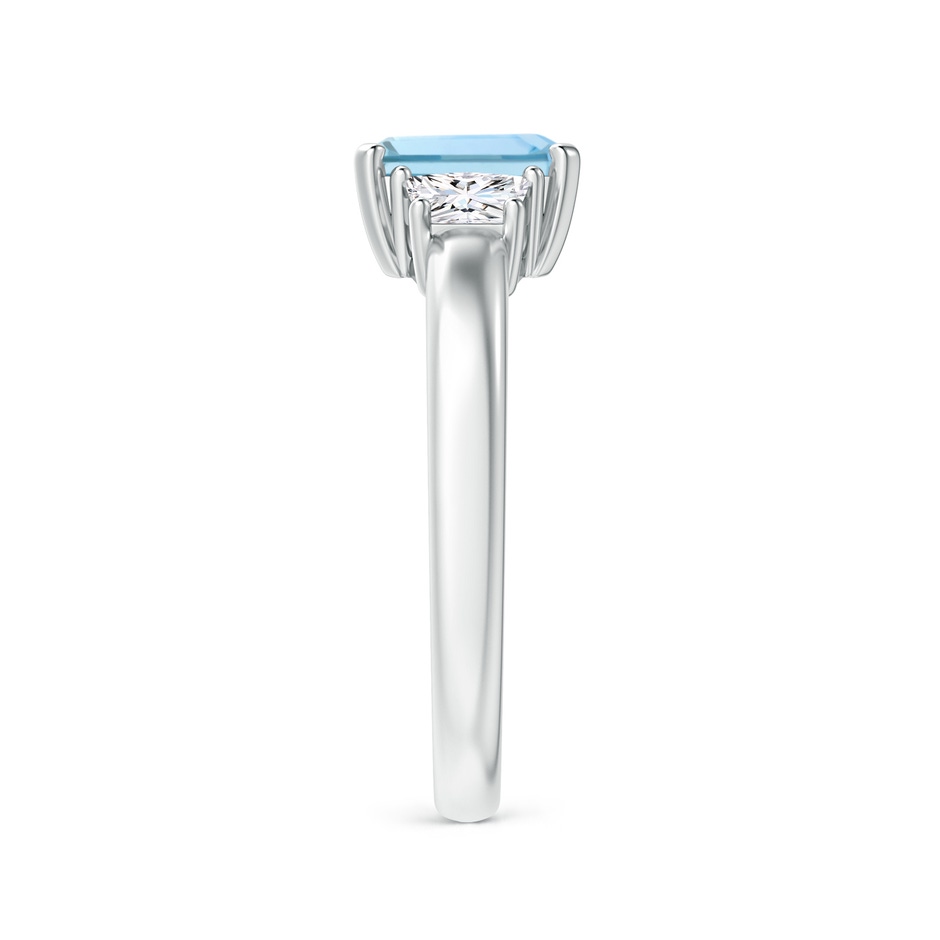 7x5mm AAA Aquamarine and Diamond Three Stone Ring in White Gold side 2