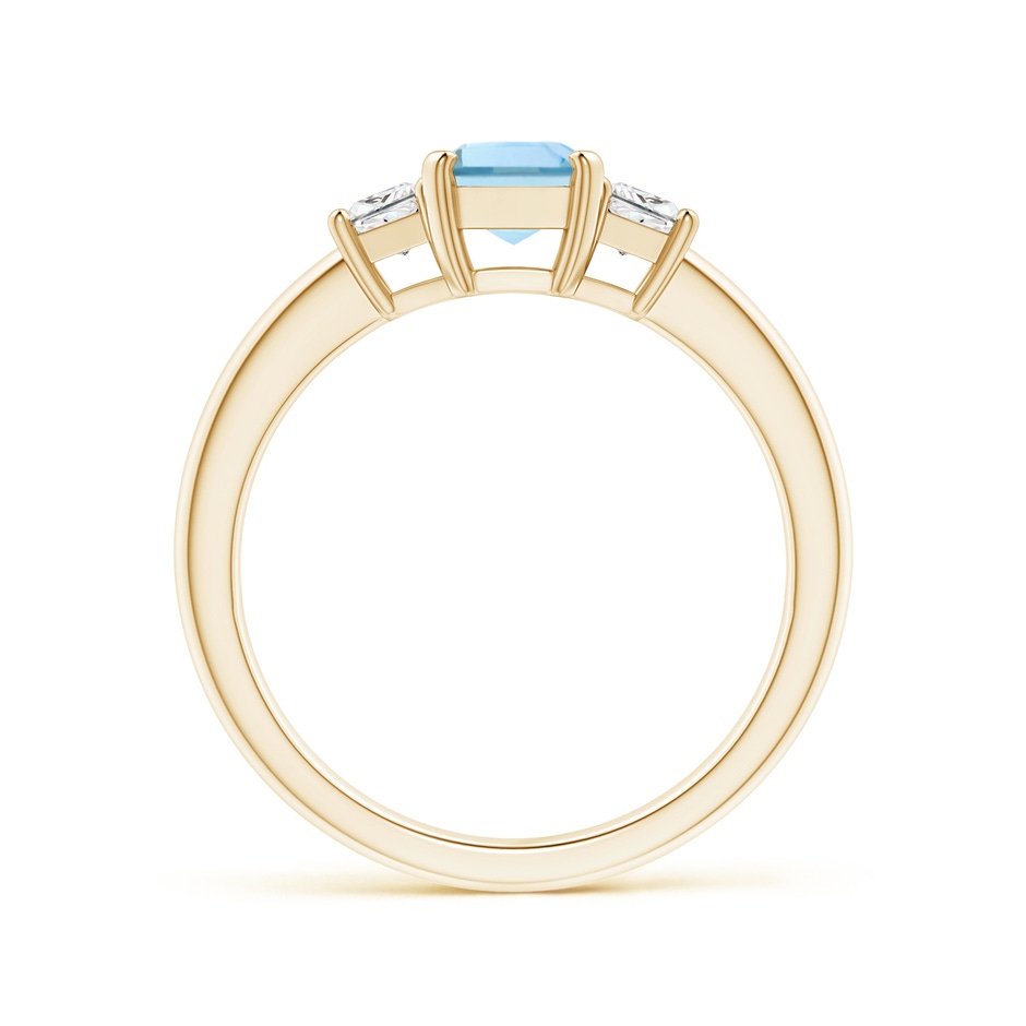 7x5mm AAA Aquamarine and Diamond Three Stone Ring in Yellow Gold side 1