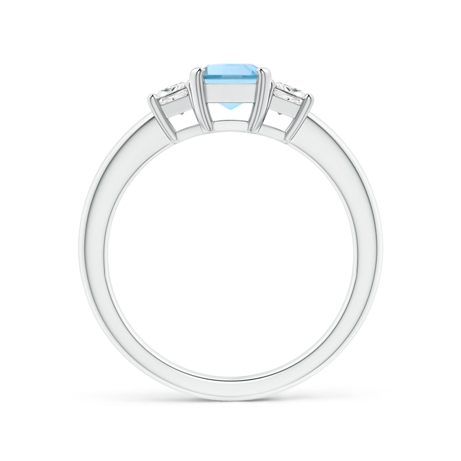 7x5mm AAAA Aquamarine and Diamond Three Stone Ring in P950 Platinum side 1