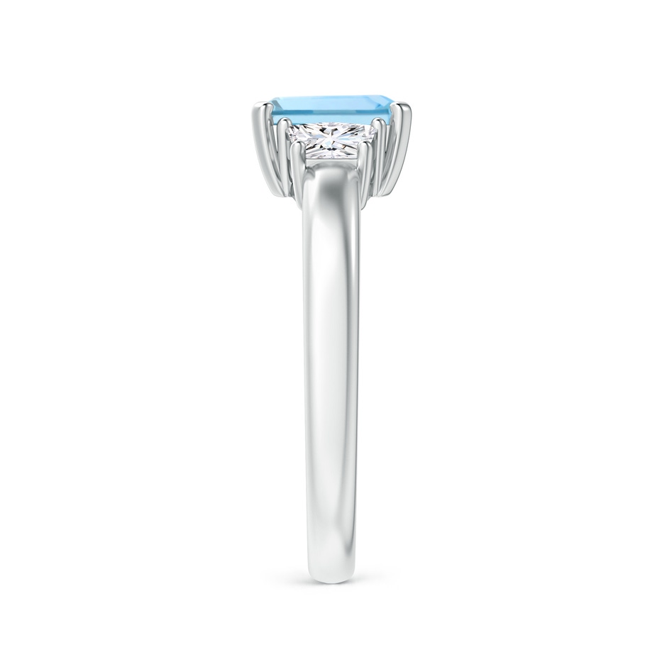 7x5mm AAAA Aquamarine and Diamond Three Stone Ring in P950 Platinum side 2