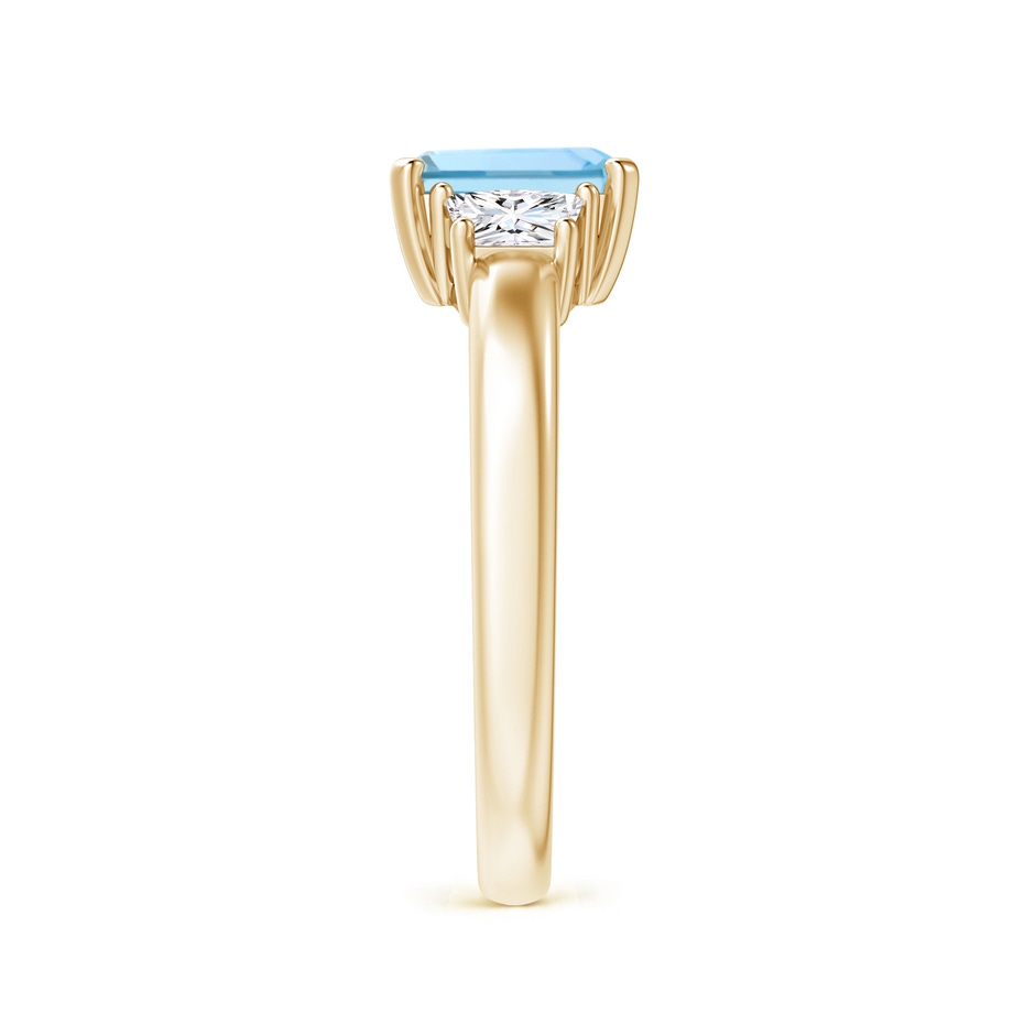 7x5mm AAAA Aquamarine and Diamond Three Stone Ring in Yellow Gold side 2