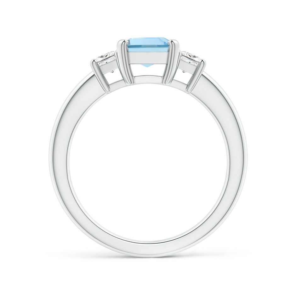 8x6mm AAA Aquamarine and Diamond Three Stone Ring in White Gold side 1