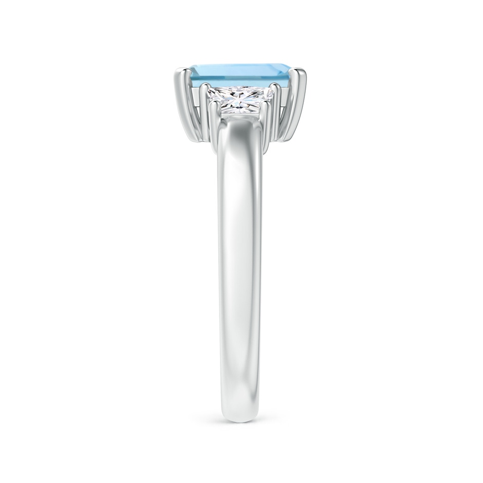8x6mm AAA Aquamarine and Diamond Three Stone Ring in White Gold side 2