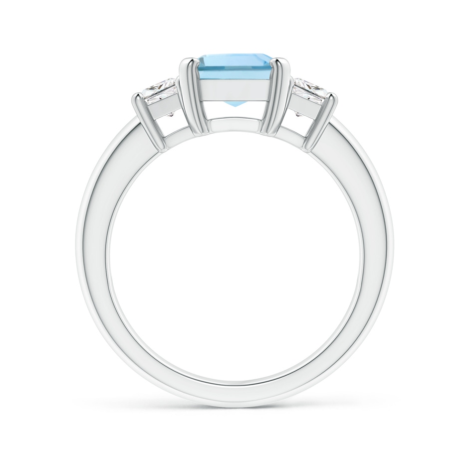 9x7mm AAA Aquamarine and Diamond Three Stone Ring in White Gold side 1