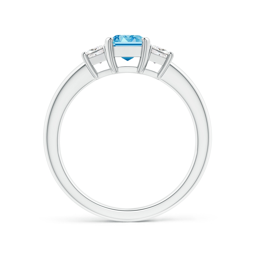 7x5mm AAAA Fancy Intense Blue and White Diamond Three Stone Ring in P950 Platinum - side 199