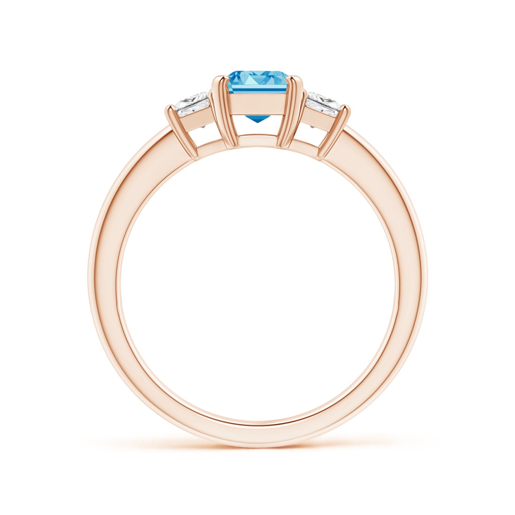 7x5mm AAAA Fancy Intense Blue and White Diamond Three Stone Ring in Rose Gold - side 199