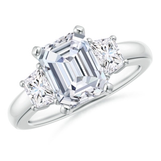 9x7mm GVS2 Diamond Three Stone Ring in P950 Platinum