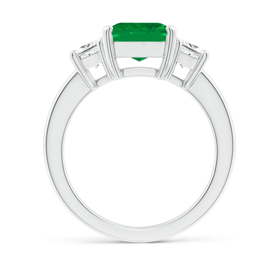 10x8mm AA Emerald and Diamond Three Stone Ring in White Gold side 199