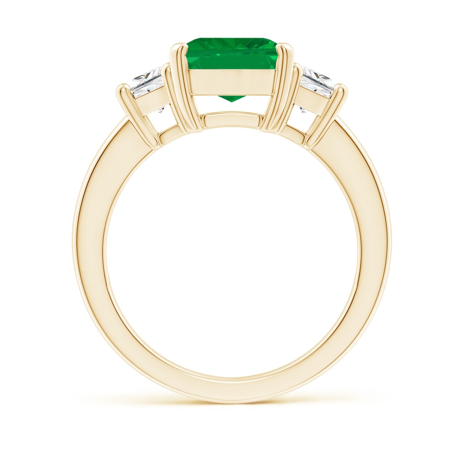 10x8mm AA Emerald and Diamond Three Stone Ring in Yellow Gold side 199