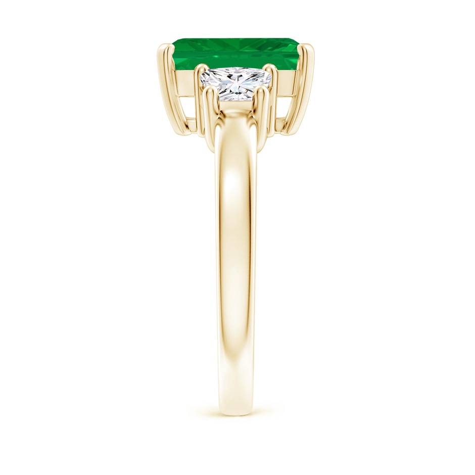 10x8mm AA Emerald and Diamond Three Stone Ring in Yellow Gold side 299