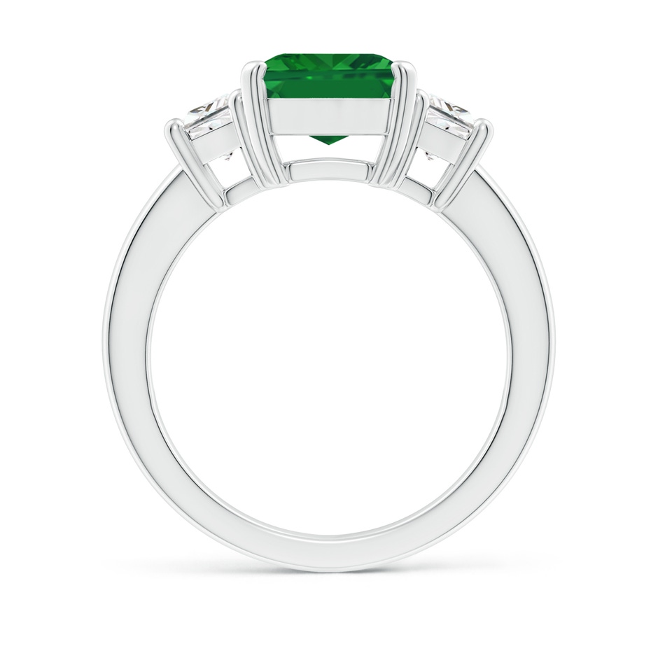 10x8mm AAA Emerald and Diamond Three Stone Ring in P950 Platinum side 199