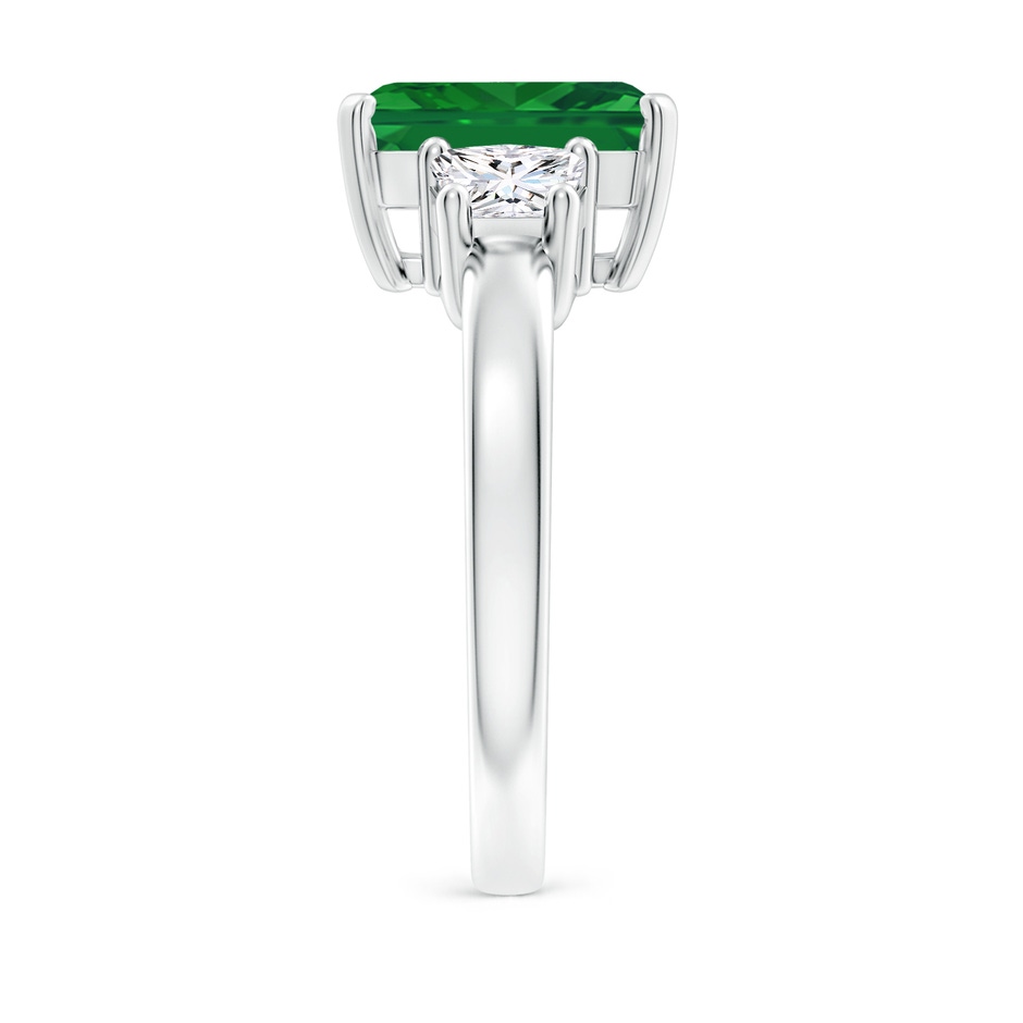 10x8mm AAA Emerald and Diamond Three Stone Ring in P950 Platinum side 299