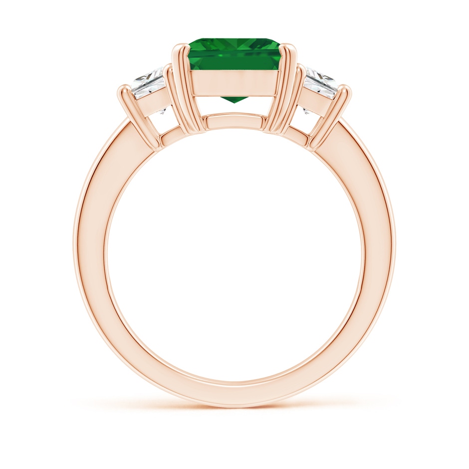 10x8mm AAA Emerald and Diamond Three Stone Ring in Rose Gold side 199