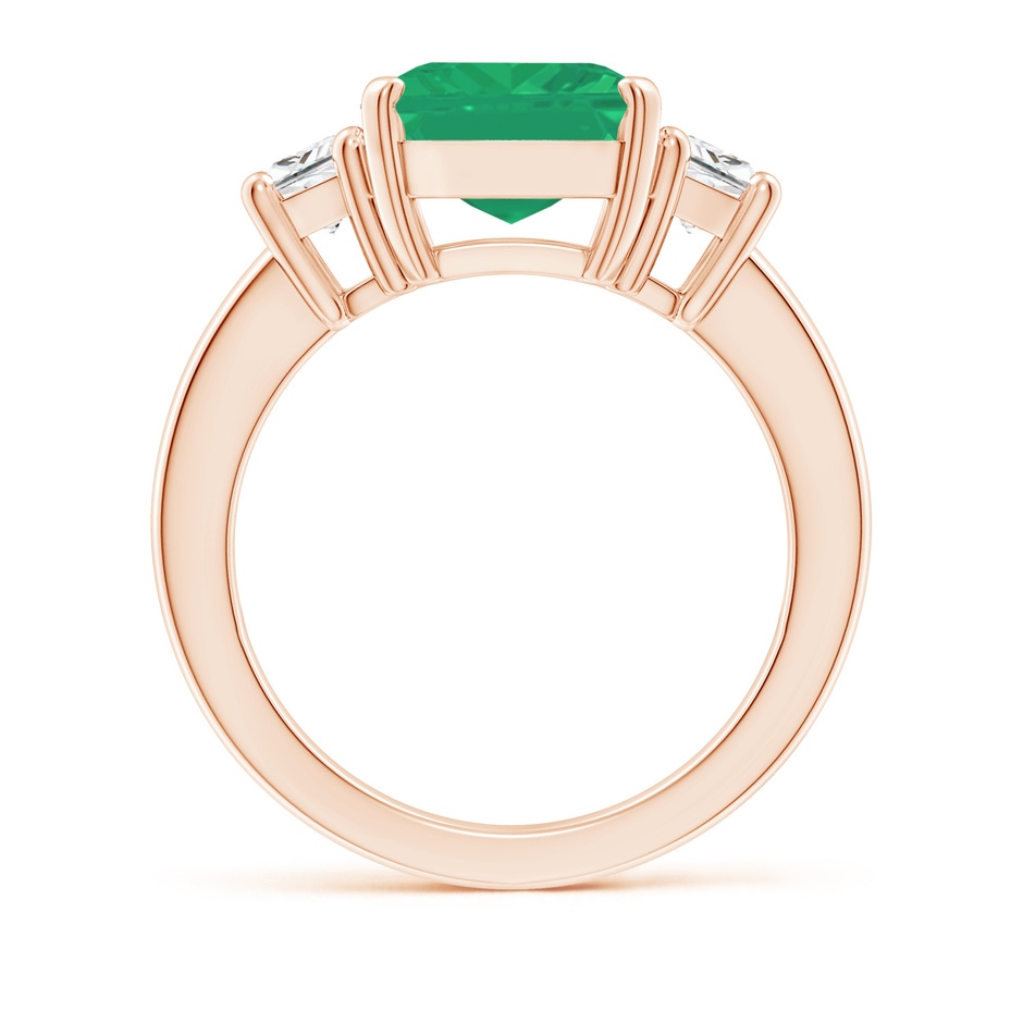 12x10mm A Emerald and Diamond Three Stone Ring in Rose Gold side 199