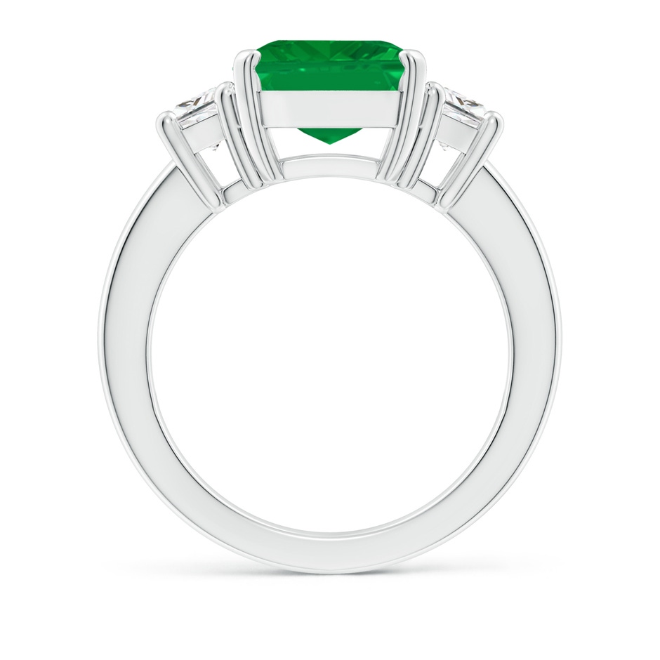 12x10mm AA Emerald and Diamond Three Stone Ring in P950 Platinum side 199
