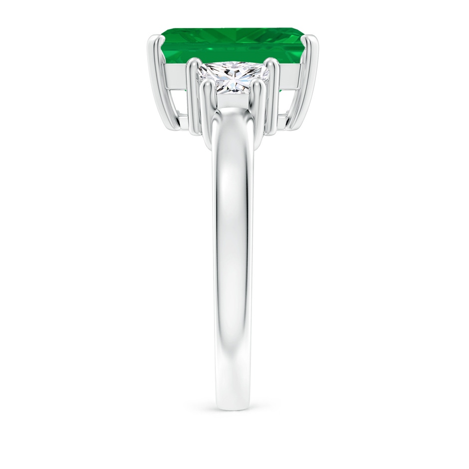 12x10mm AA Emerald and Diamond Three Stone Ring in P950 Platinum side 299