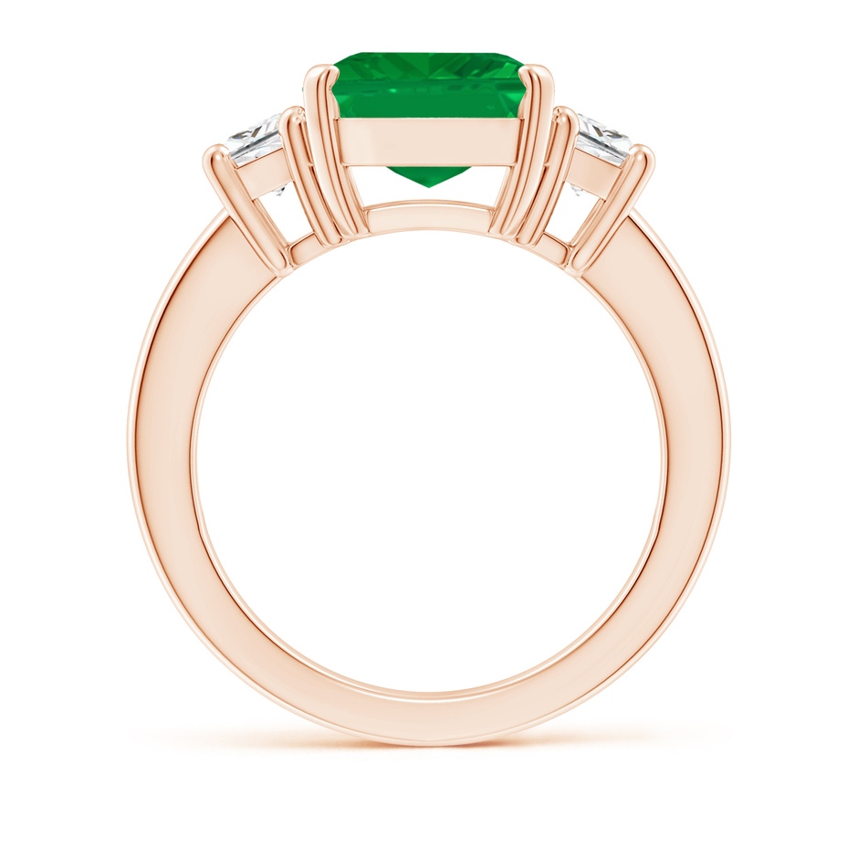 12x10mm AA Emerald and Diamond Three Stone Ring in Rose Gold side 199