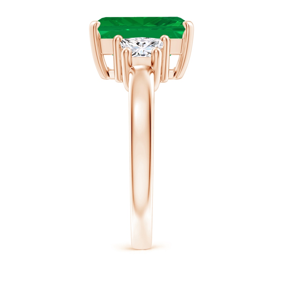 12x10mm AA Emerald and Diamond Three Stone Ring in Rose Gold side 299
