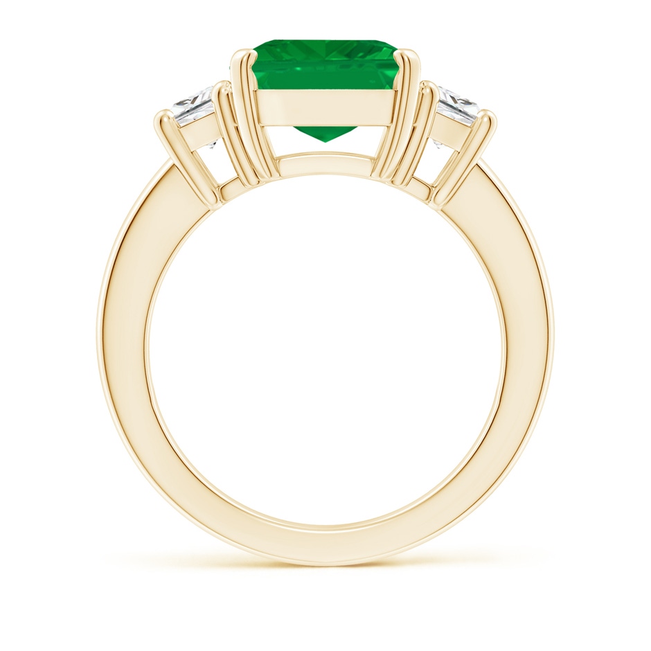 12x10mm AA Emerald and Diamond Three Stone Ring in Yellow Gold side 199