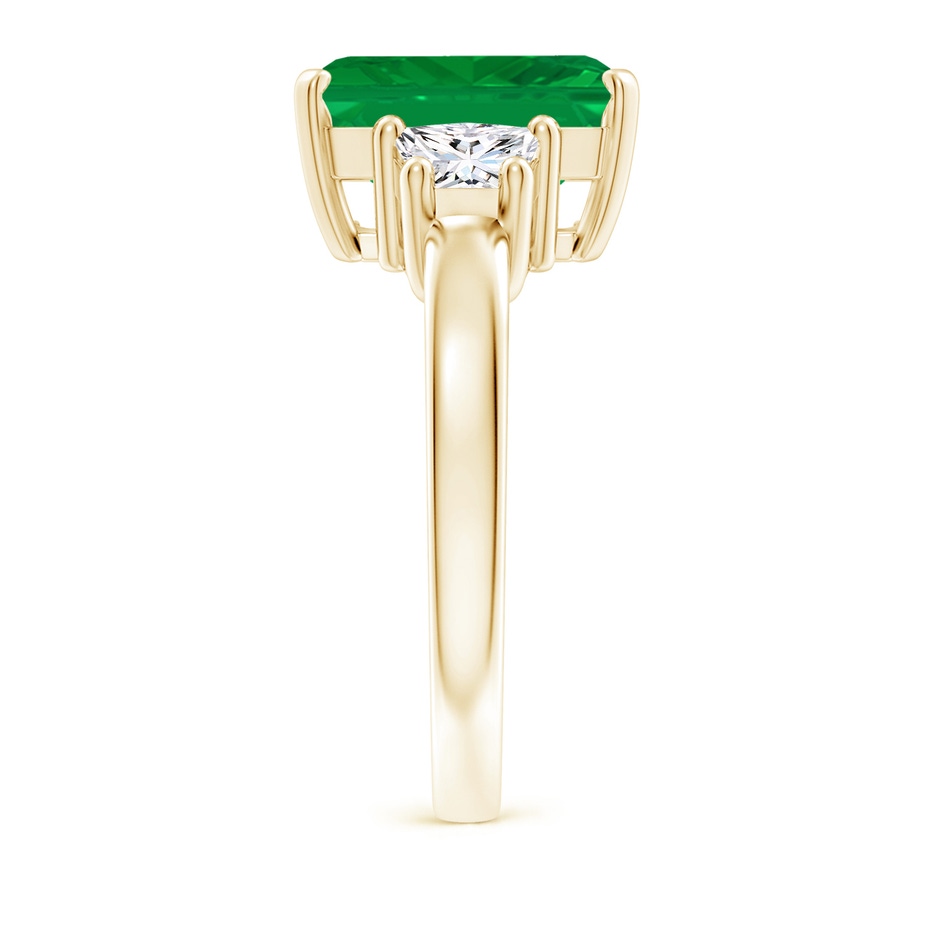 12x10mm AA Emerald and Diamond Three Stone Ring in Yellow Gold side 299