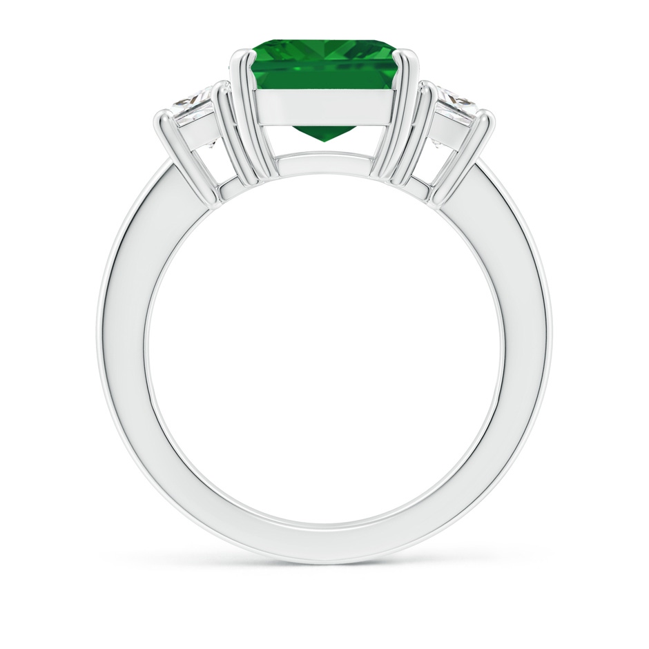 12x10mm AAA Emerald and Diamond Three Stone Ring in P950 Platinum side 199