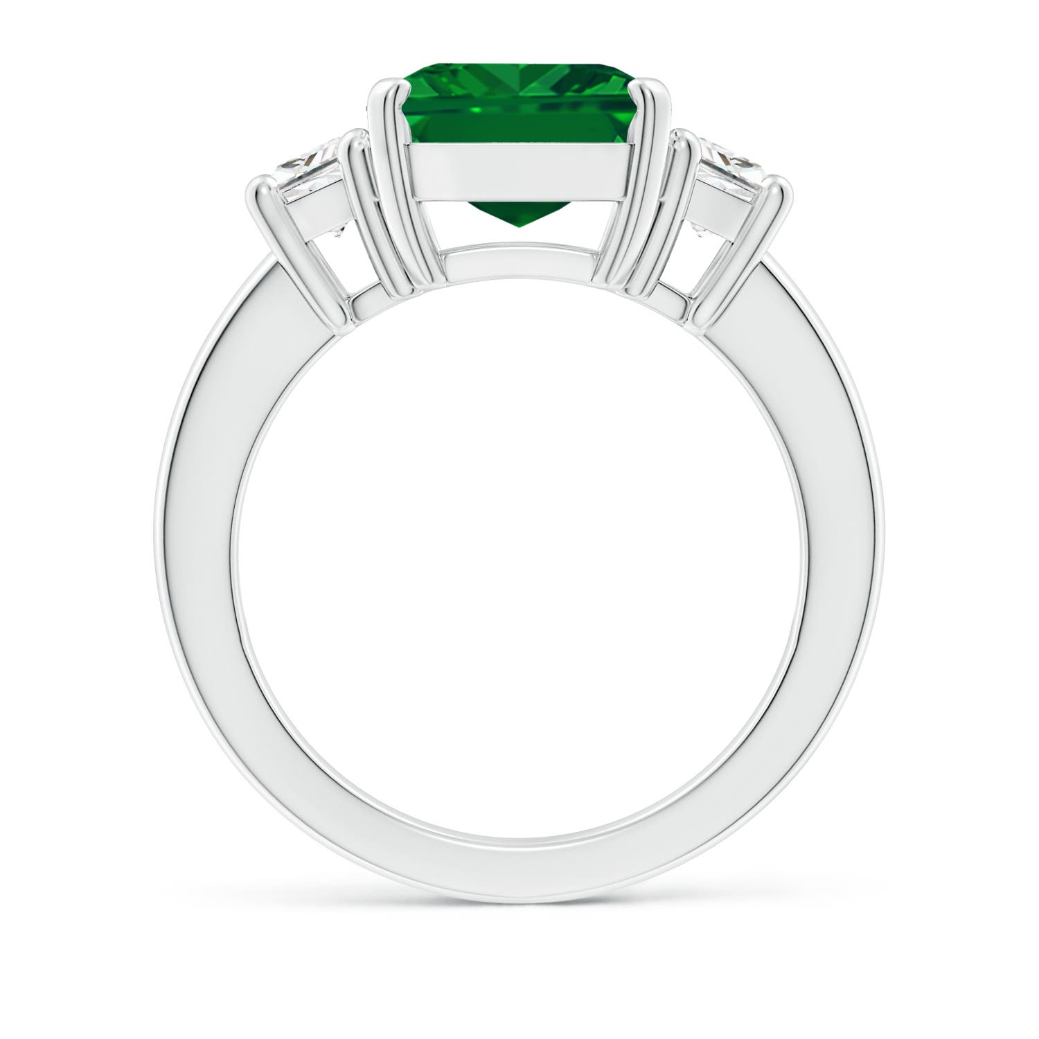 12x10mm AAAA Emerald and Diamond Three Stone Ring in P950 Platinum