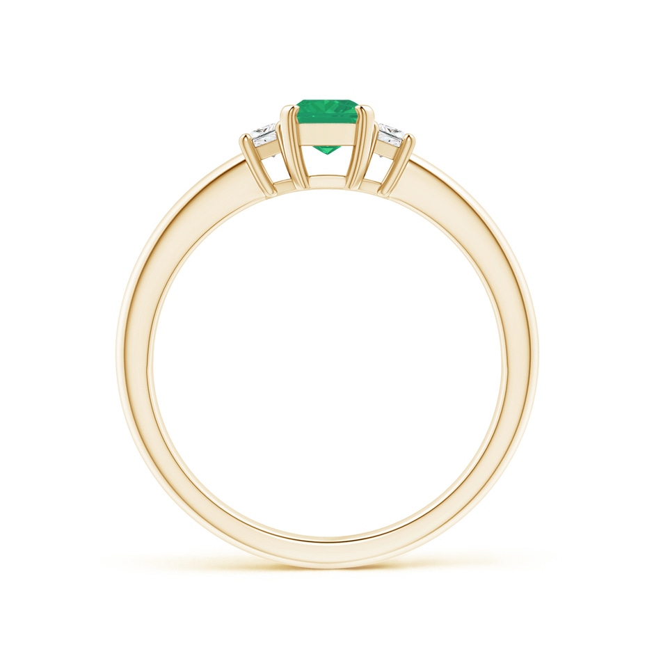 6x4mm A Emerald and Diamond Three Stone Ring in Yellow Gold side 199