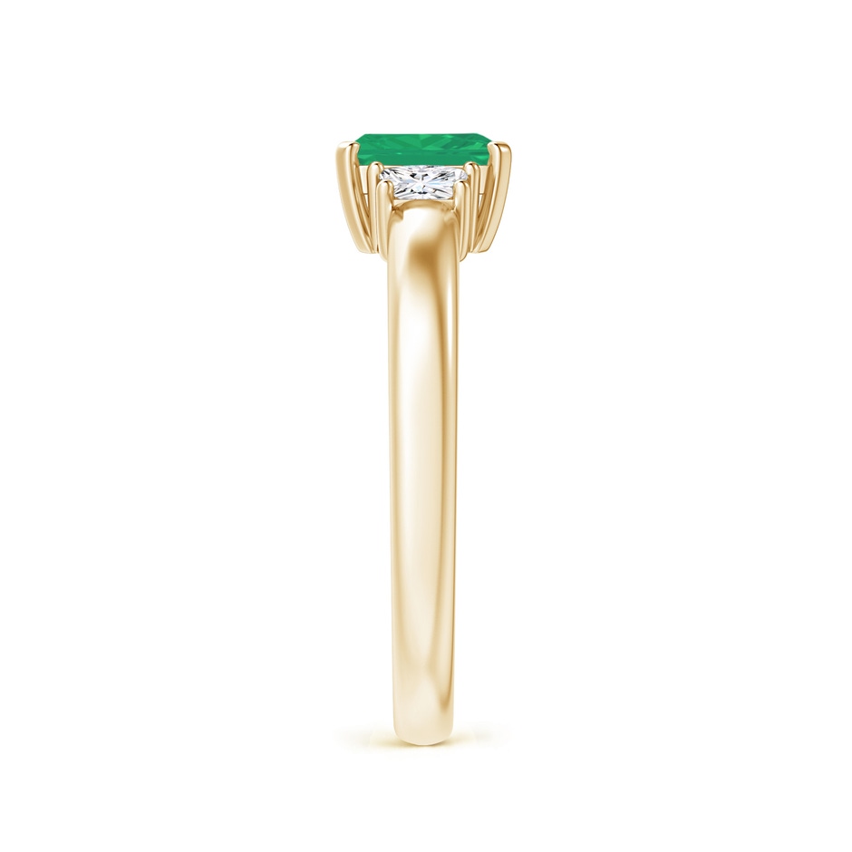 6x4mm A Emerald and Diamond Three Stone Ring in Yellow Gold side 299