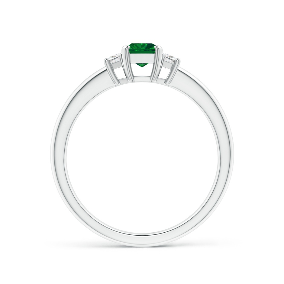 6x4mm AAAA Emerald and Diamond Three Stone Ring in P950 Platinum side 199