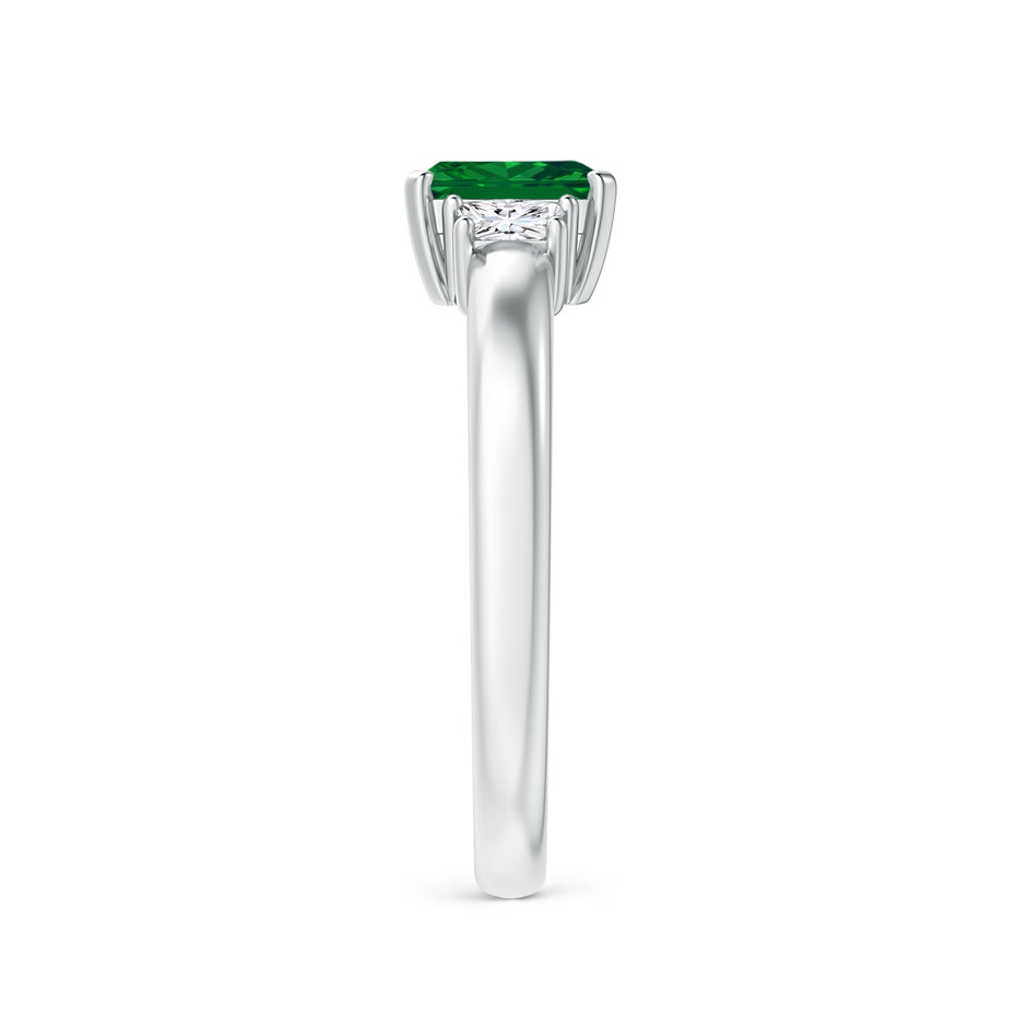 6x4mm AAAA Emerald and Diamond Three Stone Ring in P950 Platinum side 299
