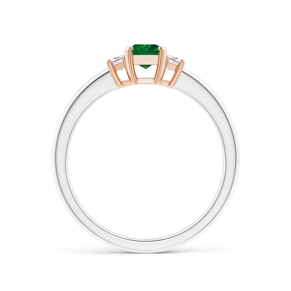 6x4mm AAAA Emerald and Diamond Three Stone Ring in White Gold Rose Gold side 199