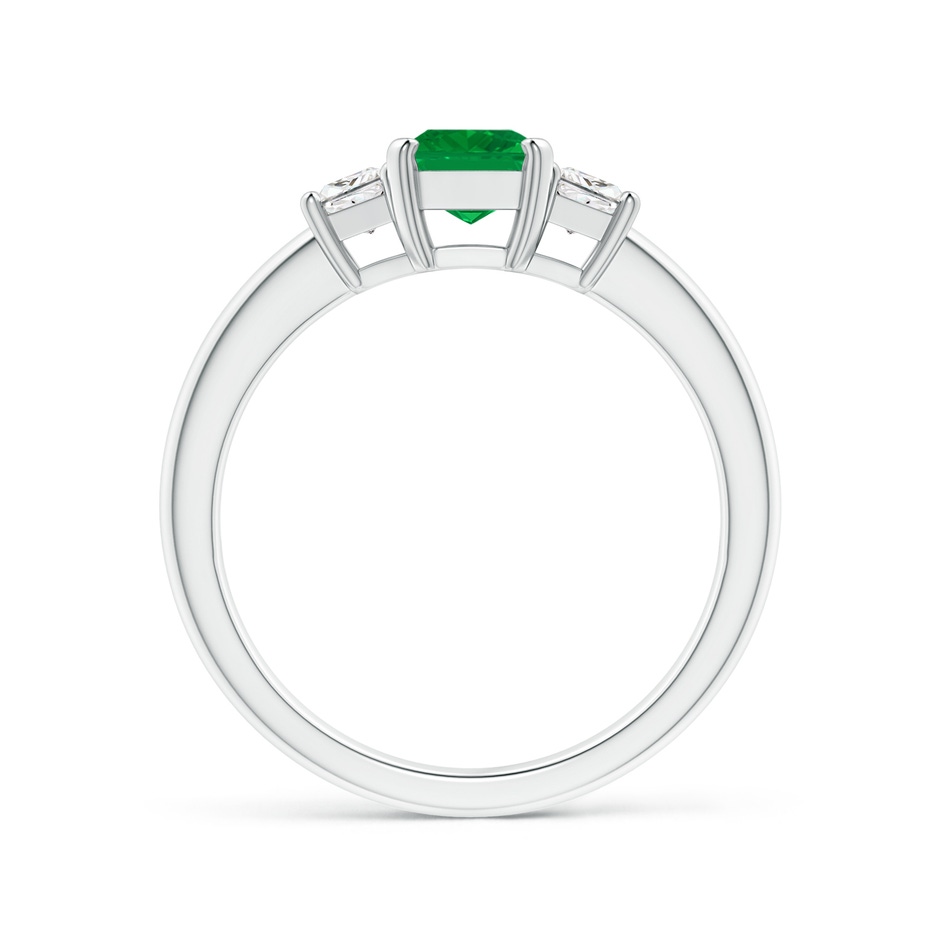 7x5mm AA Emerald and Diamond Three Stone Ring in White Gold side 199