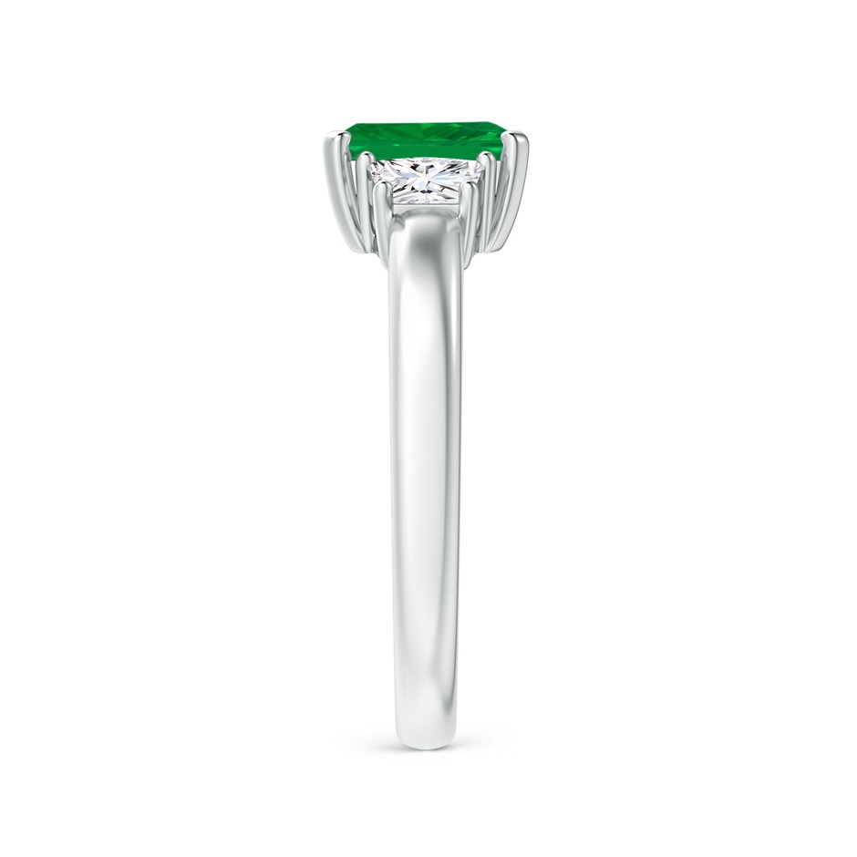 7x5mm AA Emerald and Diamond Three Stone Ring in White Gold side 299