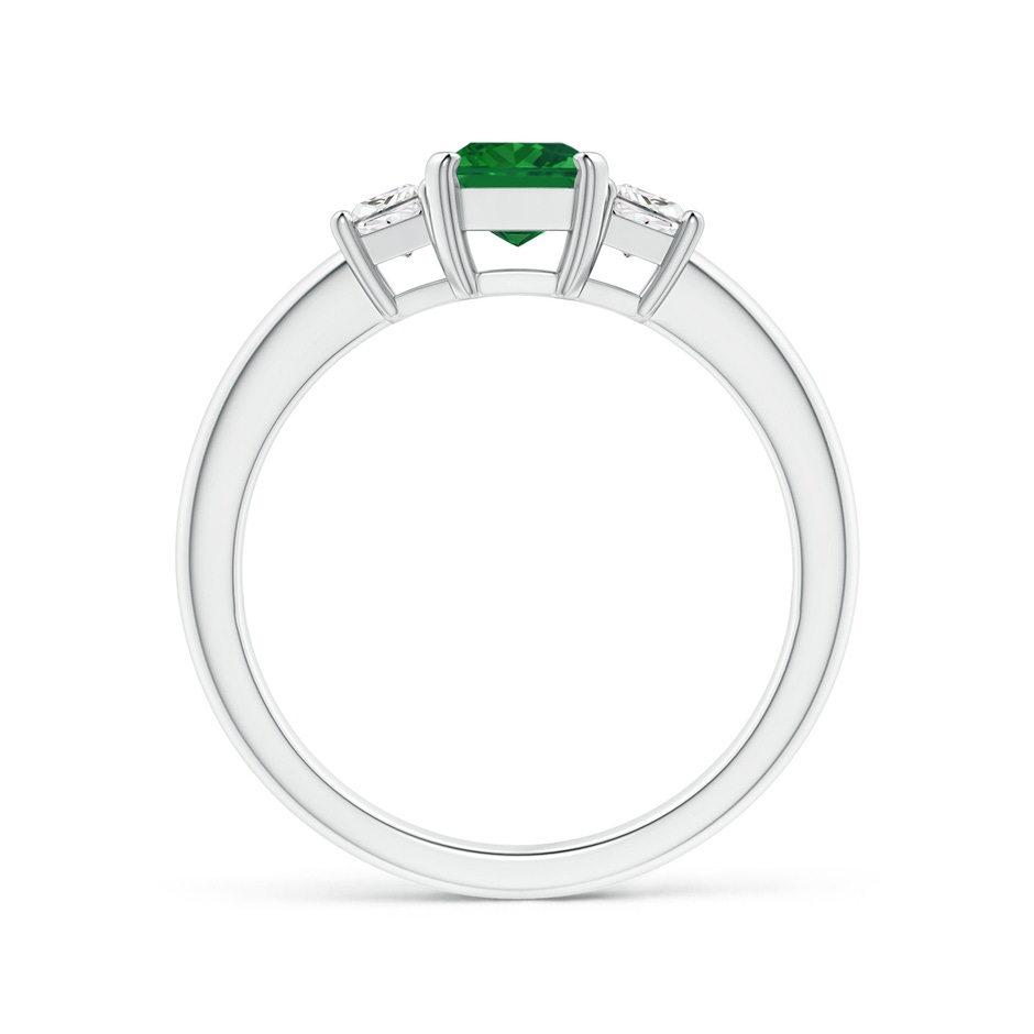7x5mm AAA Emerald and Diamond Three Stone Ring in P950 Platinum side 199