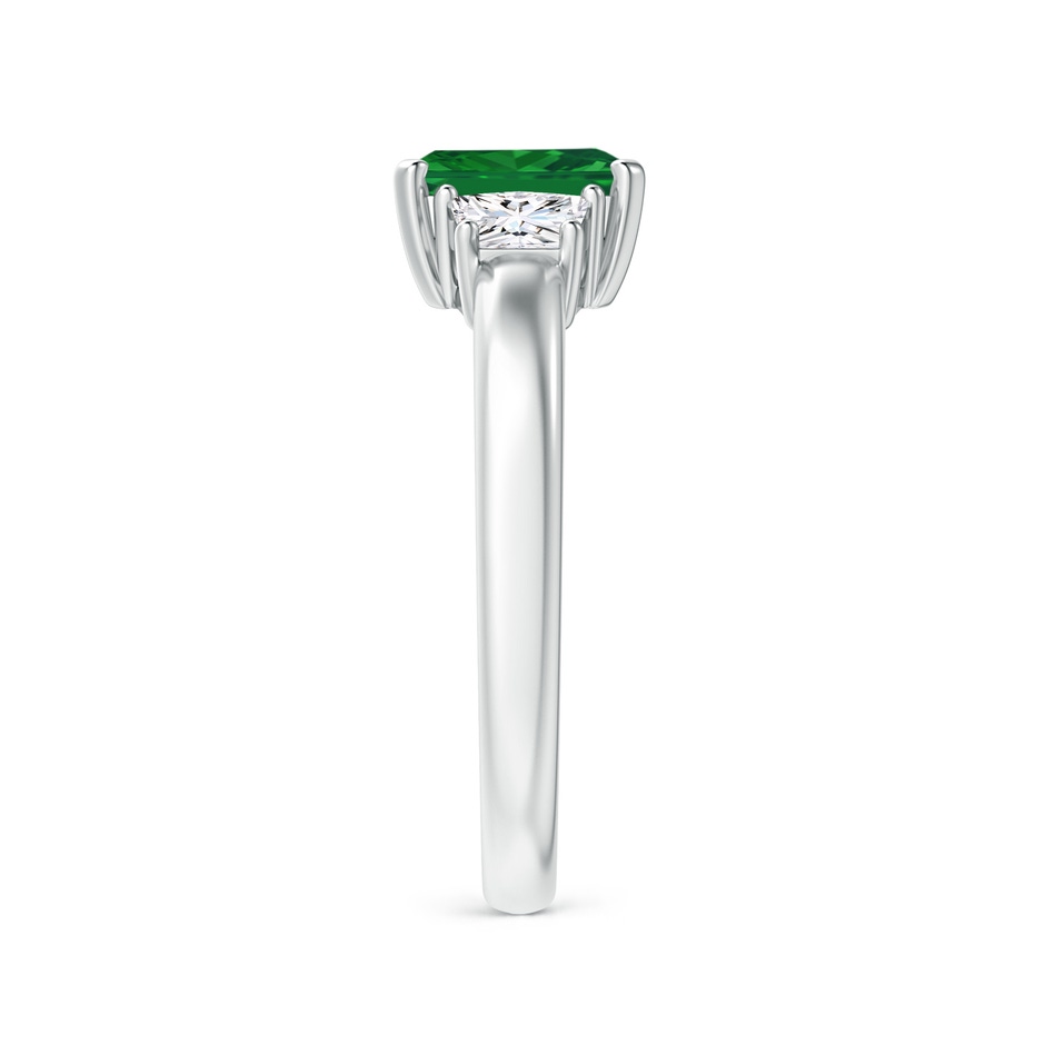 7x5mm AAA Emerald and Diamond Three Stone Ring in P950 Platinum side 299