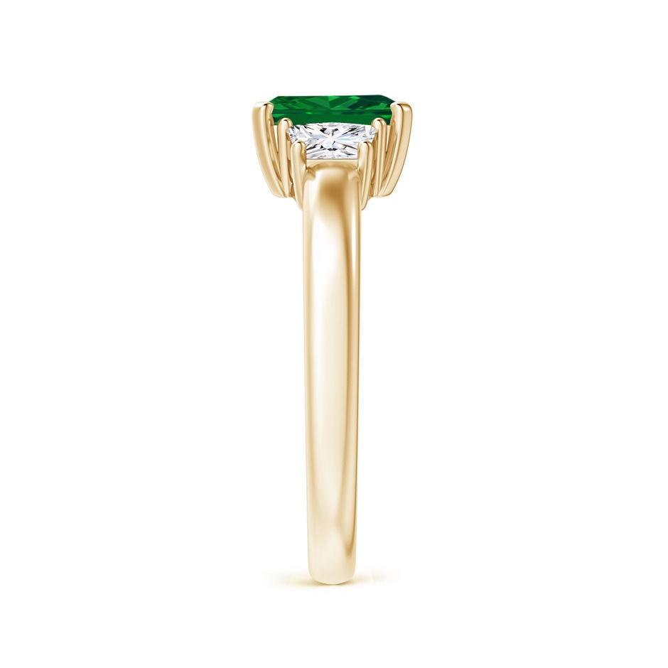 7x5mm AAAA Emerald and Diamond Three Stone Ring in Yellow Gold side 299