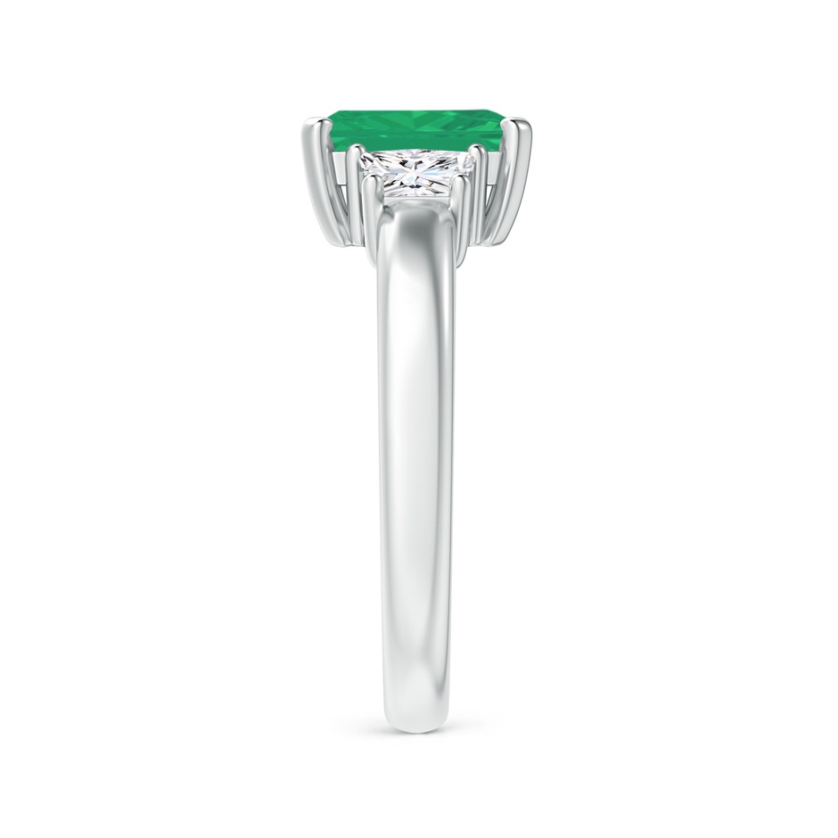 8x6mm A Emerald and Diamond Three Stone Ring in White Gold side 299