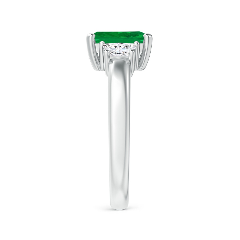 8x6mm AA Emerald and Diamond Three Stone Ring in White Gold side 299