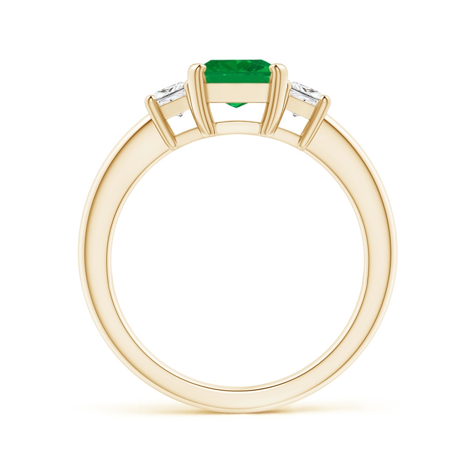 8x6mm AA Emerald and Diamond Three Stone Ring in Yellow Gold side 199