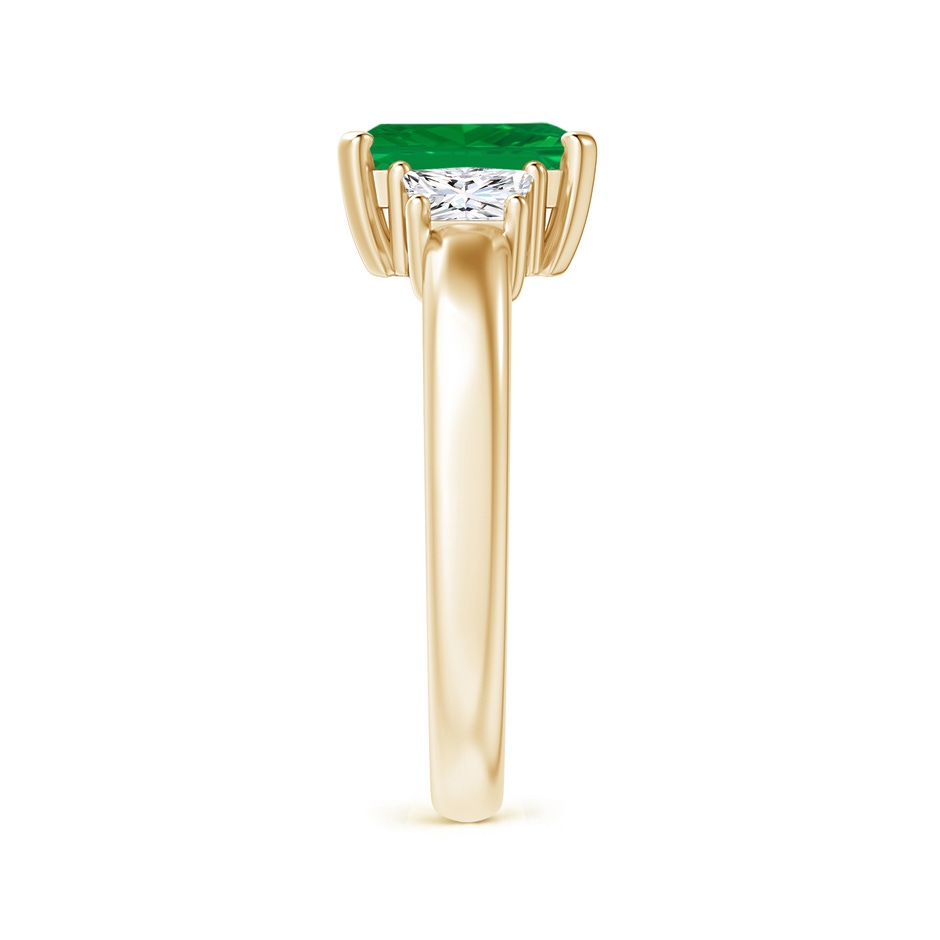 8x6mm AA Emerald and Diamond Three Stone Ring in Yellow Gold side 299