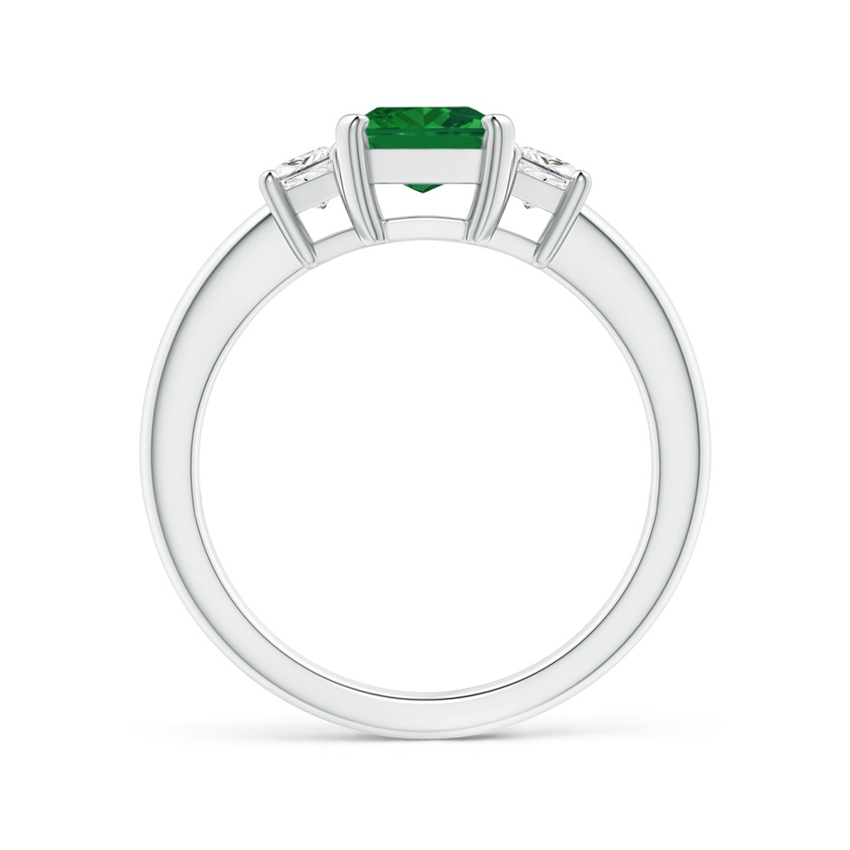 8x6mm AAA Emerald and Diamond Three Stone Ring in P950 Platinum side 199