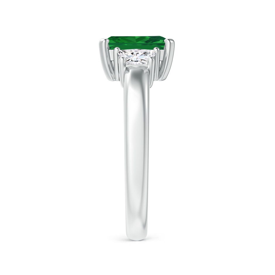 8x6mm AAA Emerald and Diamond Three Stone Ring in P950 Platinum side 299