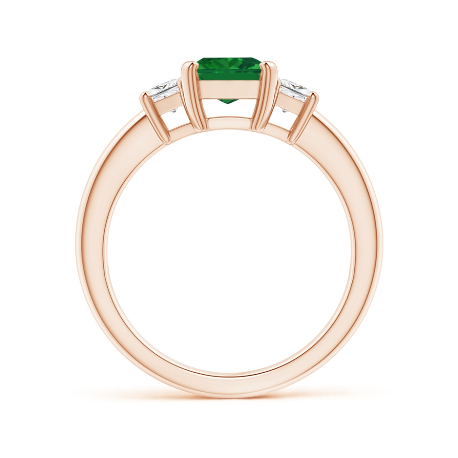 8x6mm AAA Emerald and Diamond Three Stone Ring in Rose Gold side 199