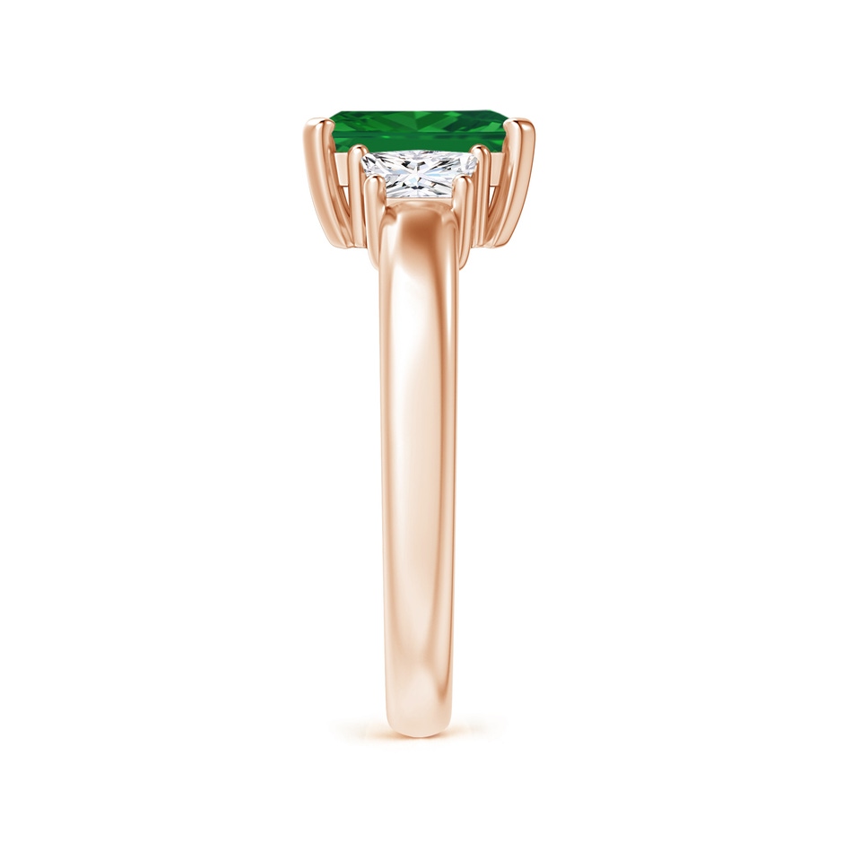 8x6mm AAA Emerald and Diamond Three Stone Ring in Rose Gold side 299
