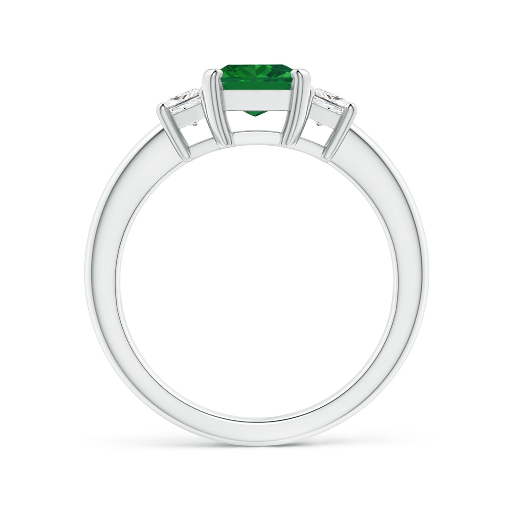 8x6mm AAA Emerald and Diamond Three Stone Ring in White Gold Side 199