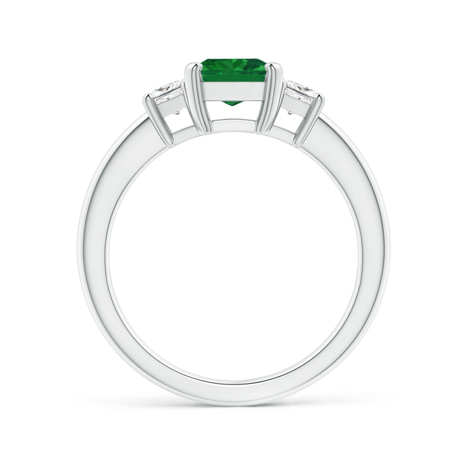 8x6mm AAA Emerald and Diamond Three Stone Ring in White Gold side 199