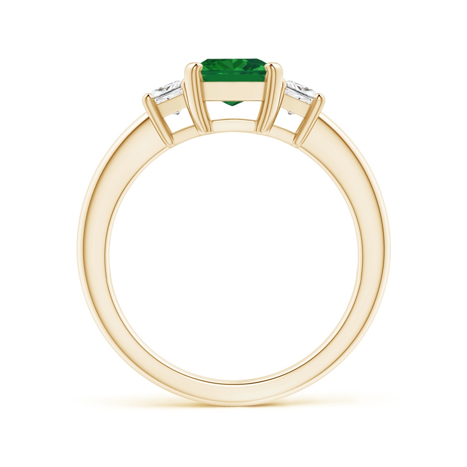 8x6mm AAA Emerald and Diamond Three Stone Ring in Yellow Gold side 199