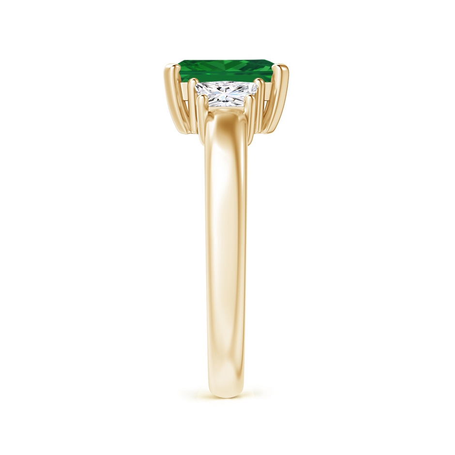 8x6mm AAA Emerald and Diamond Three Stone Ring in Yellow Gold side 299