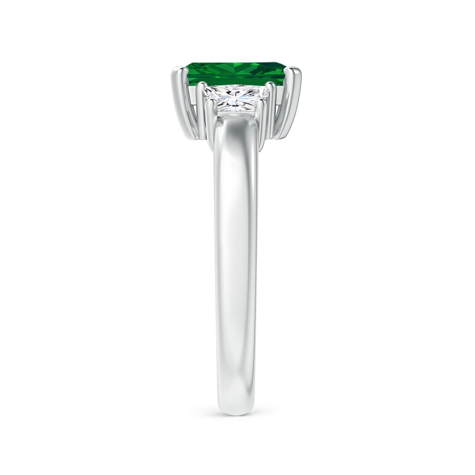 8x6mm AAAA Emerald and Diamond Three Stone Ring in P950 Platinum side 299